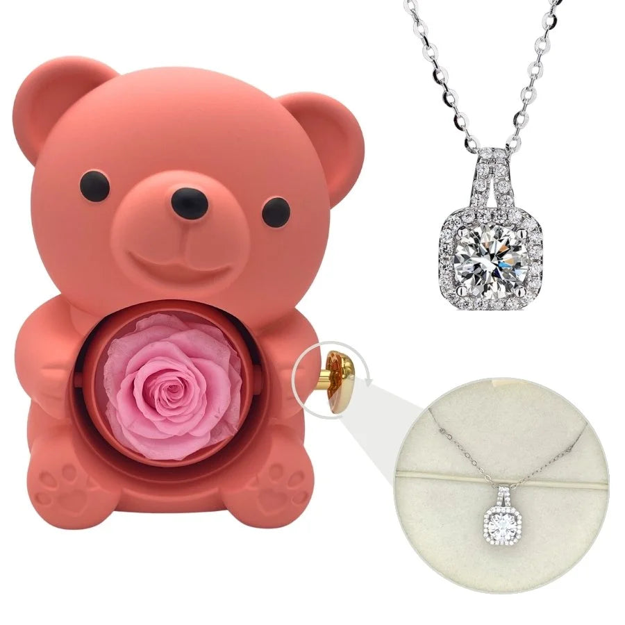 Orso Eterno Milona™ e Collana in Argento con Moissanite