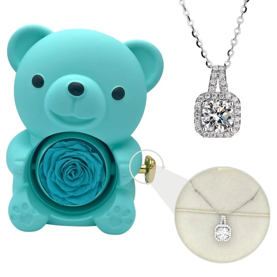 Milona™ Eternal Bear & Silver Moissanite Necklace