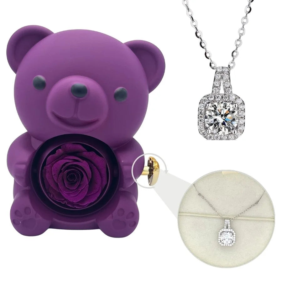 Milona™ Eternal Bear & Silver Moissanite Necklace