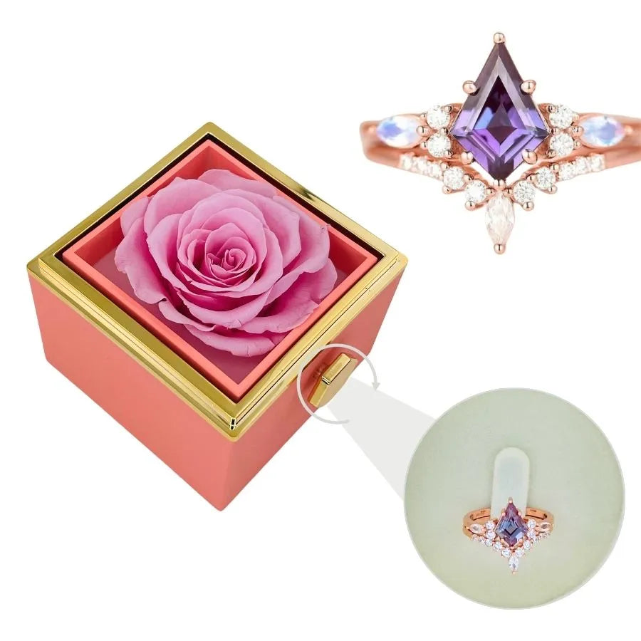 Coffret Rose Éternelle et Bague Ophalia