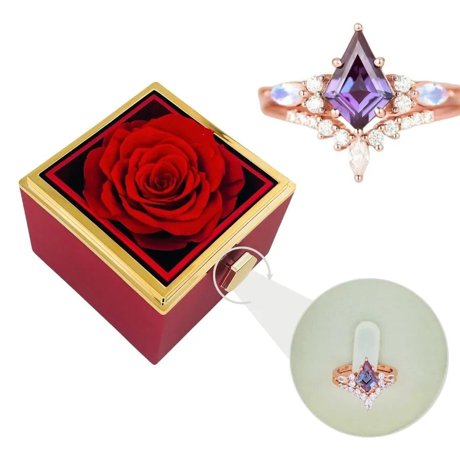 Coffret Rose Éternelle et Bague Ophalia