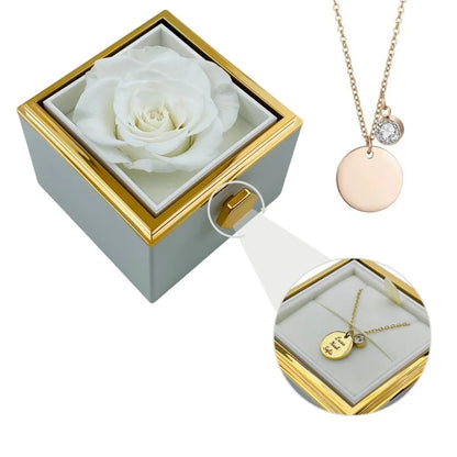 Eternal Rose Box & Personalized Disc Necklace