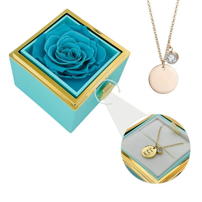 Eternal Rose Box & Personalized Disc Necklace