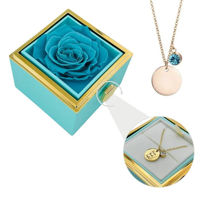 Eternal Rose Box & Personalized Disc Necklace