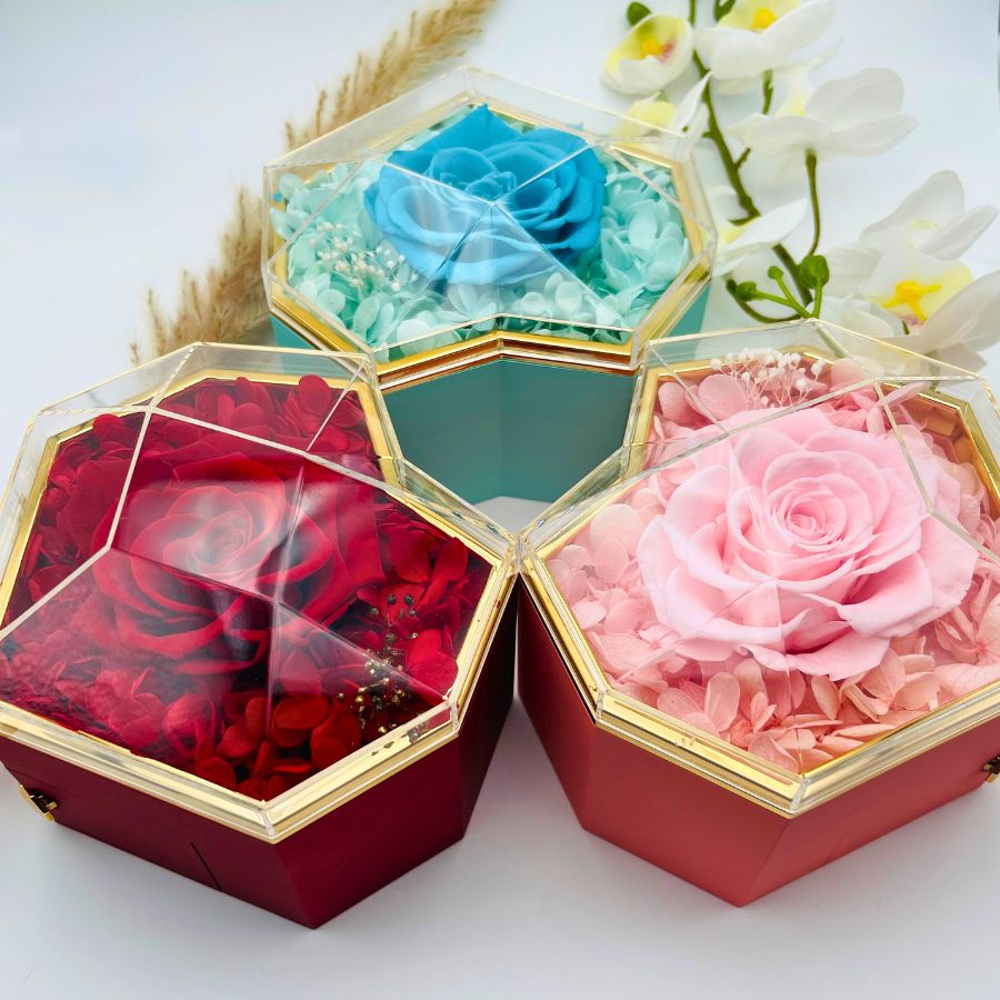 Coffret Rose Éternelle & Ensemble Cœur Éternel